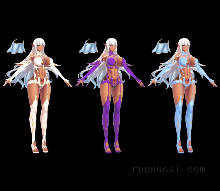 3D模型-美少女3D模型-女3D模型-3D模型(1550)Mobile - Action Taimanin - Eleonor (Dark Elf)