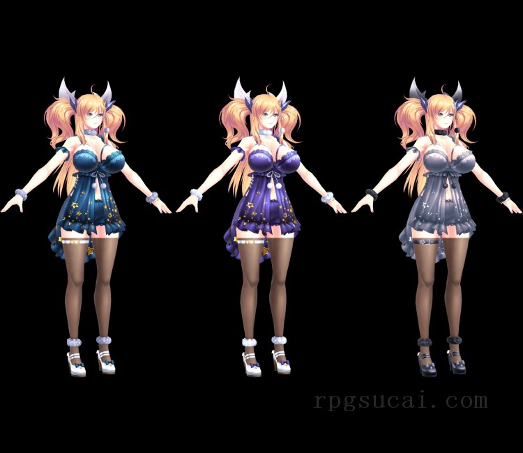 3D模型-美少女3D模型-女3D模型-3D模型(1600)Mobile - Action Taimanin - Onisaki Kirara (Midnight Sky)