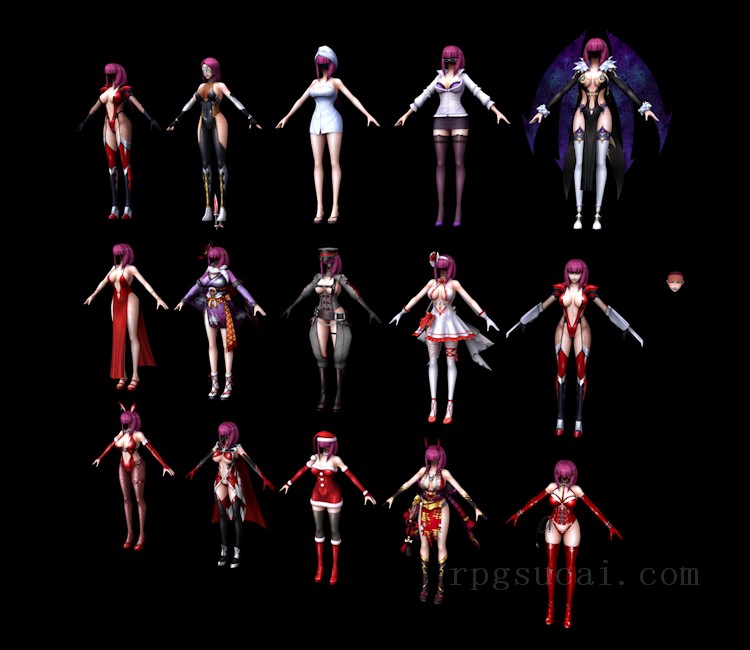 3D模型-美少女3D模型-女3D模型-3D模型(1616)Mobile - Action Taimanin - Oboro
