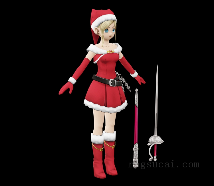 3D模型-美少女3D模型-女3D模型-3D模型(2347)Dragon Quest X - Anlucia (Santa Dress)