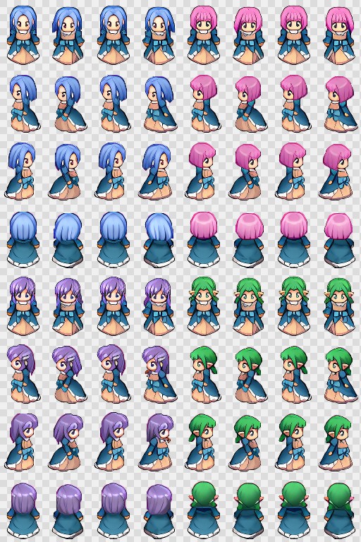 2000多张角色4方向走路帧动画-女(走路女2)