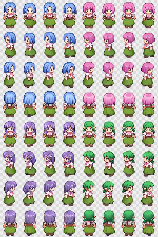 2000多张角色4方向走路帧动画-女(走路女7)