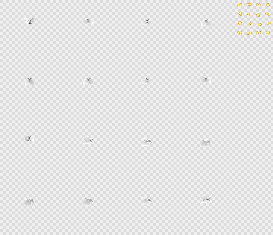 2000多张角色4方向走路帧动画-动物(蝴蝶)