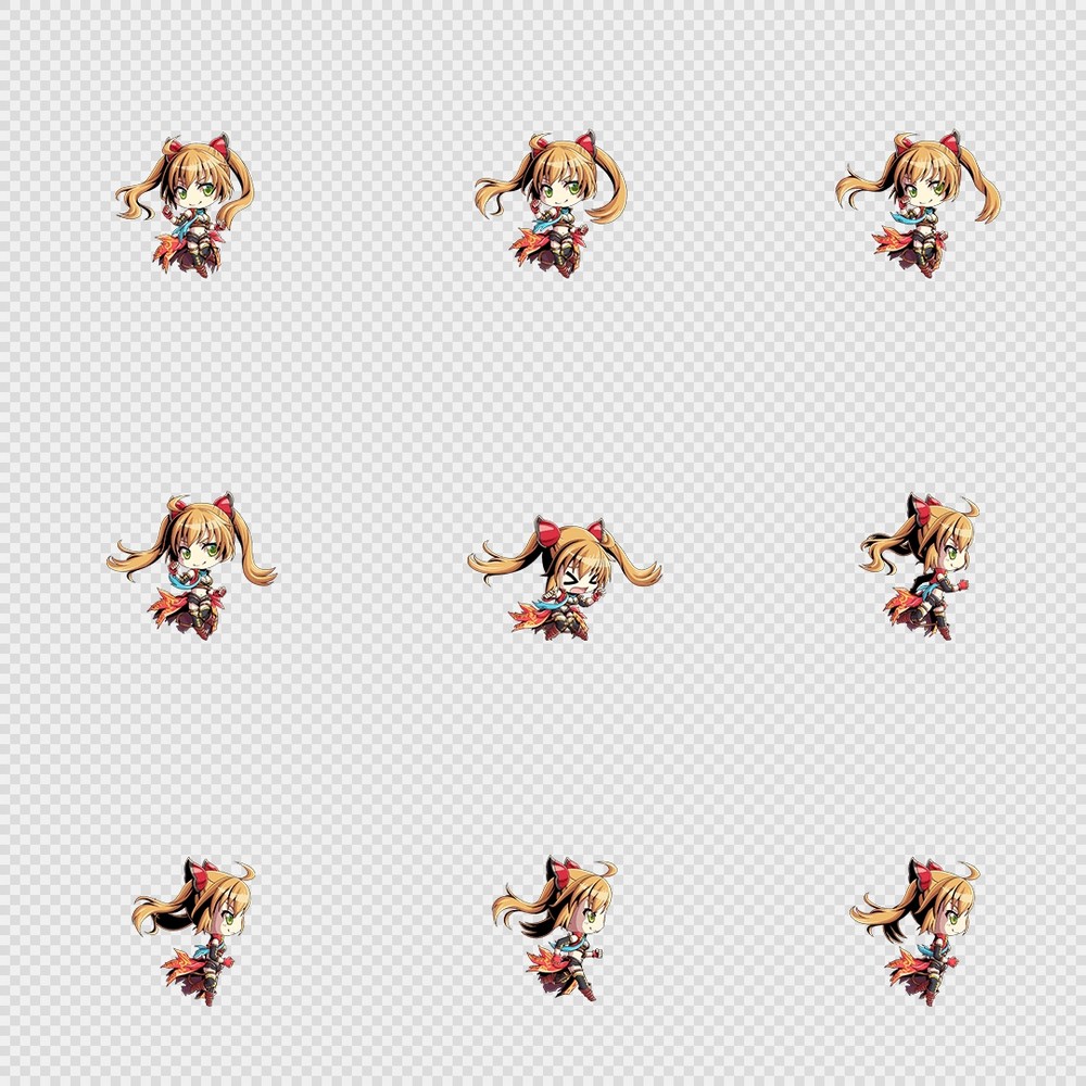 520套Q版二次元攻击动作PNG序列帧-Q版(player_0321)