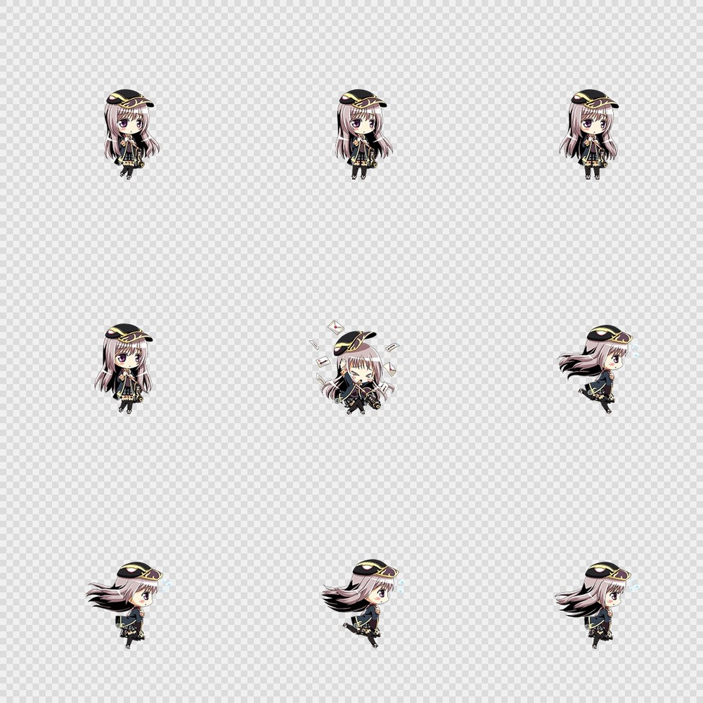 520套Q版二次元攻击动作PNG序列帧-Q版(player_0364)